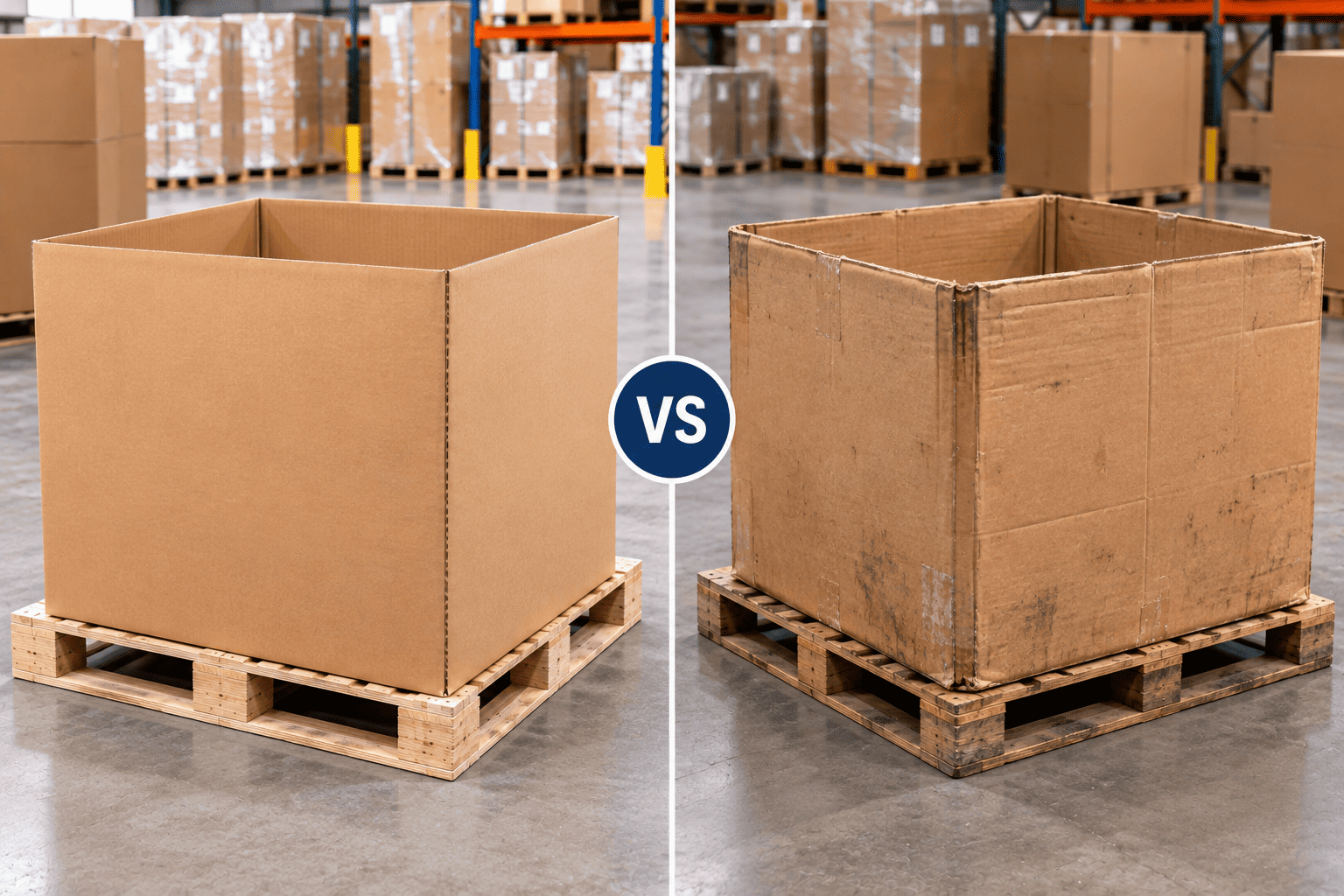New vs Worn Cardboard Bulk Boxes New vs Worn Cardboard Bulk Boxes