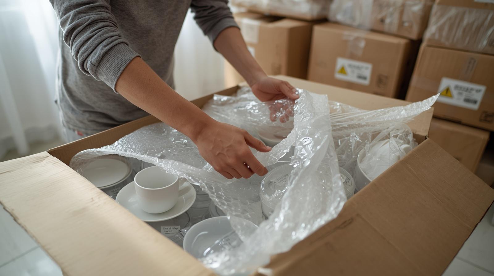 cardboard box using bubble wrap