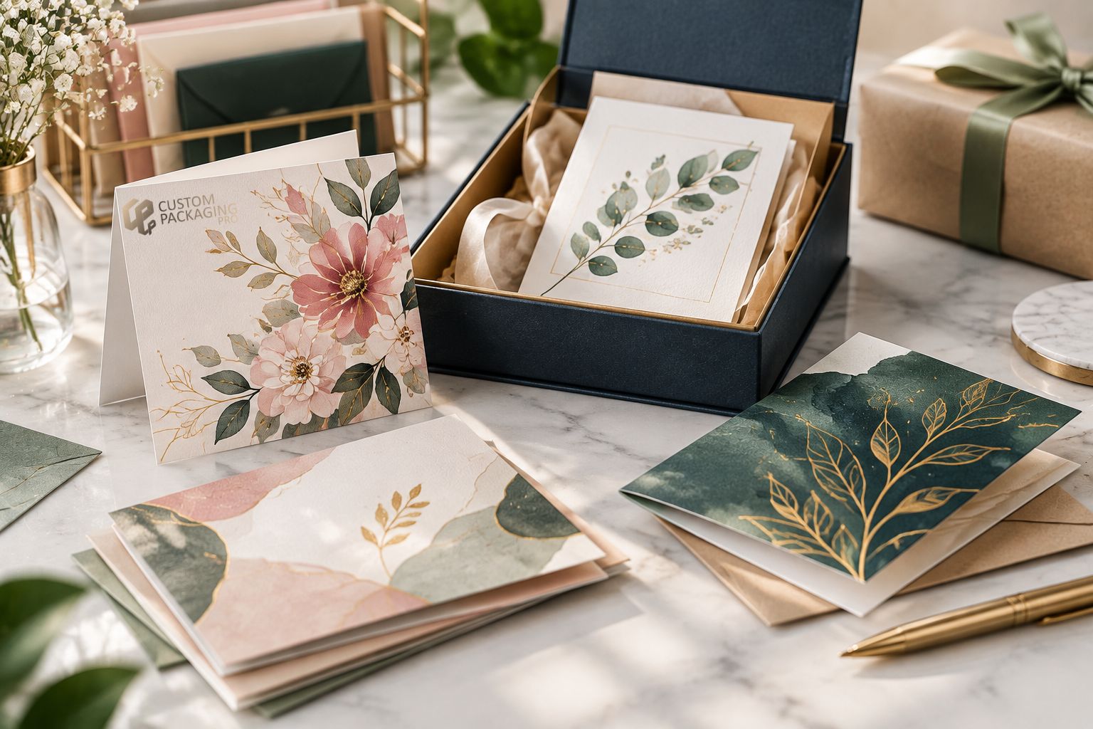Luxury greeting cards with premium printing finishes, gift packaging, envelopes, and elegant designs showcasing professional card presentation Luxury greeting cards with premium printing finishes, gift packaging, envelopes, and elegant designs showcasing professional card presentation