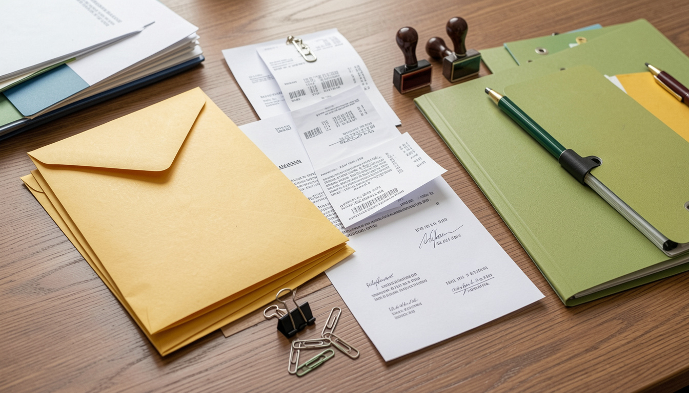 Manila envelopes for mailing legal documents and office files